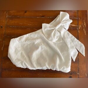 White Strapless Dress with Bow Detail